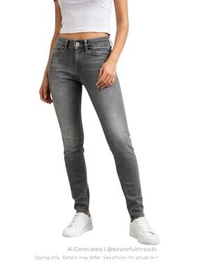 G-Star Lynn Mid Skinny Jeans Grey Stretch Low Rise Y2K Minimalist